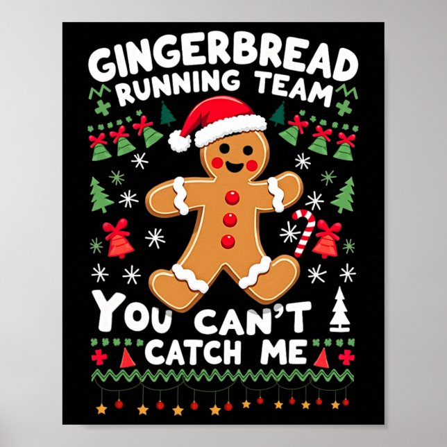 Póster Equipo divertido de galletas de jengibre corriendo (Frente)
