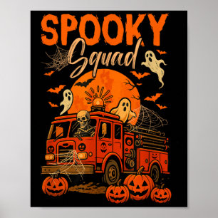 Póster Equipo espeluznante de Halloween esqueleto conduci