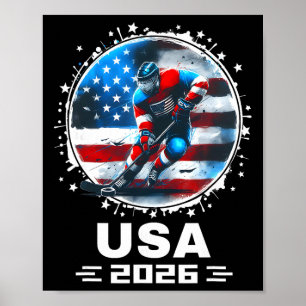 Póster Equipo Estados Unidos 2026 Bandera Americana Hocke
