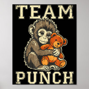 Póster Equipo golpea meme de mono bebé y juguete de peluc