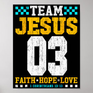 Póster Equipo Jesús 03 Fe Esperanza Amor Biblia Cristiana