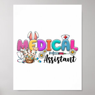 Póster Equipo Médico Retro Instantáneo Enfermeras Conejo