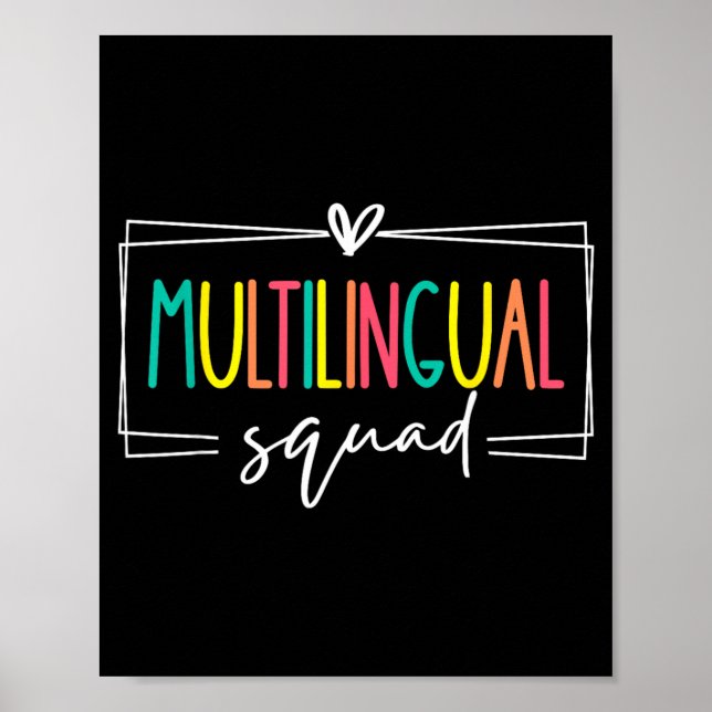 Póster Equipo Multilingüe Internacional Idioma Dual (Frente)