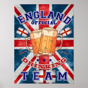 Póster Equipo Oficial de Bebidas de Inglaterra. Cerveza d