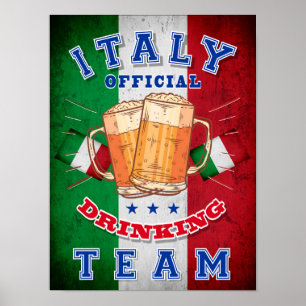 Póster Equipo oficial de bebidas de Italia. Cerveza diver