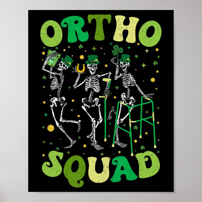Póster Equipo ortodoxo esqueletos bailando St Patricks or (Frente)