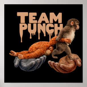 Póster Equipo Puño Goteando Mono Japonés