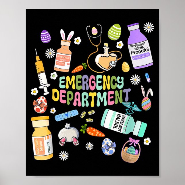 Póster Er Easter Nurse Crew Easter Day Emergency Room Nur (Frente)