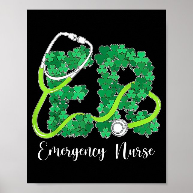 Póster Er Emergency Nurse Stethoscope St. Patrick's Day S (Frente)