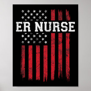 Póster Er Enfermera Bandera Estadounidense Patriota Nursi