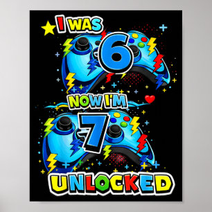 Póster Era 6 7 desbloqueado juego de video de cumpleaños 