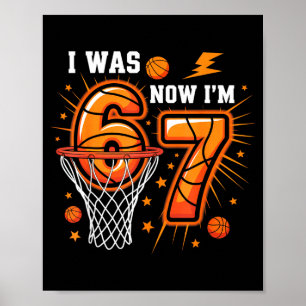 Póster Era un niño de 6 7 años de cumpleaños baloncesto d