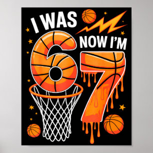 Póster Era un niño de 6 7 cumpleaños baloncesto divertido