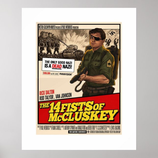 Póster Érase una vez en hollywood 14 puños de Mclusk (Frente)