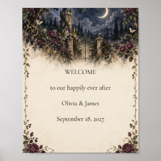 Póster Érase una vez una boda de torre iluminada por la l