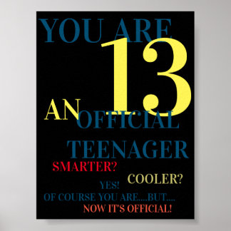 Póster Eres 13 adolescente oficial para el cumpleaños de