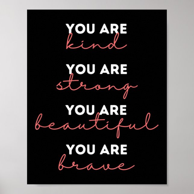 Póster Eres Amable Fuerte Hermosa Valiente Motivacional C (Frente)