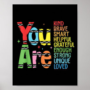 Póster Eres Amable Inteligente Valiente Motivacional De V