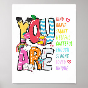 Póster Eres Amable Valiente Inteligente Útil Amado Jardín