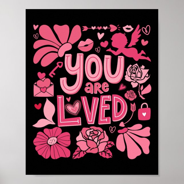 Póster Eres Amado Boho San Valentín Floral Día de San Val (Frente)