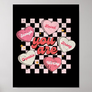 Póster Eres Amado Digno de Amor Corazón de Caramelo Profe