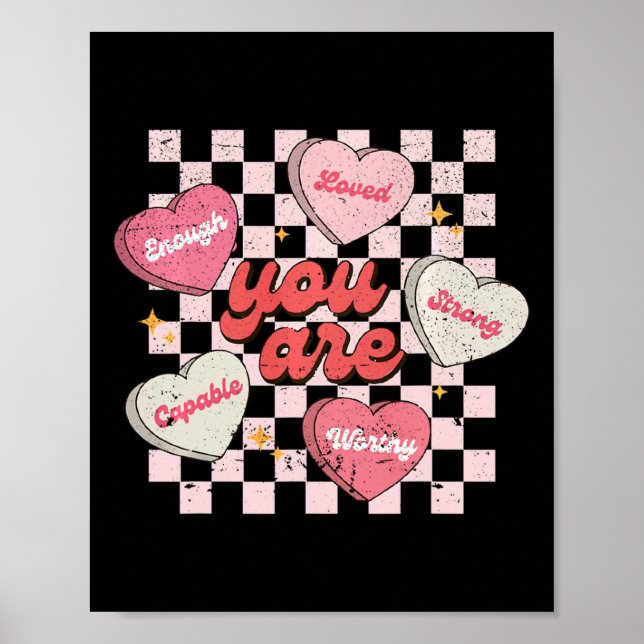 Póster Eres Amado Digno de Amor Corazón de Caramelo Profe (Frente)