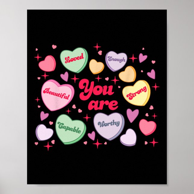 Póster Eres Amado Digno Suficiente Corazón De Caramelo Pr (Frente)