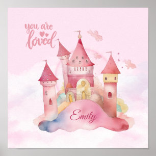 Póster Eres amado Palacio en la nube rosa Personaliza