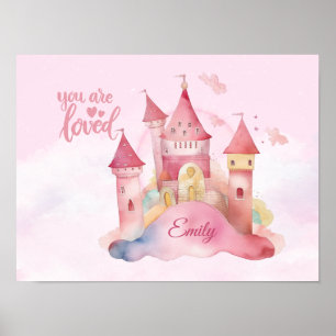Póster Eres amado Palacio en la Nube Rosa Personaliza