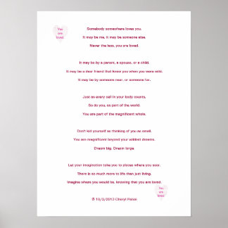 Póster Eres amado, poema de Cheryl Paton, poster