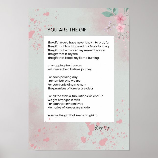 Póster Eres El Regalo - Poema Inspirador De Autoamor (Frente)