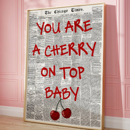 Póster Eres la cereza más popular en el amor a un periódi