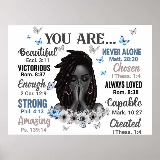 Póster Eres la reina negra Melanin Women dice Dios (Frente)