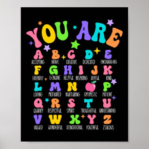 Póster Eres Letras Alfabeto Aprende Abcs Inspiración Te