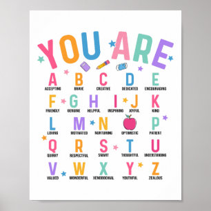 Póster Eres Letras Alfabeto Aprende Abcs Inspiración Te