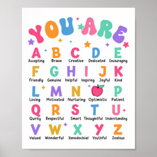 Póster Eres Letras Alfabeto Aprende Abcs Inspiración Te
