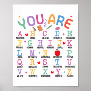 Póster Eres Letras Alfabeto Aprende Abcs Inspiración Te