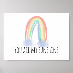 Póster Eres mi arcoiris pintado con acuarelas soleado