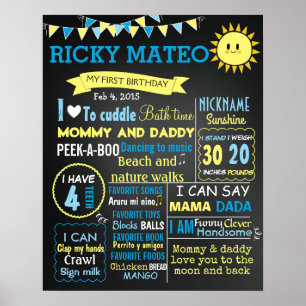 Póster Eres mi chico de pizarra de primer cumpleaños