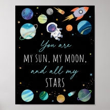 Eres mi espacio Sun Moon Stars Blue & Gold