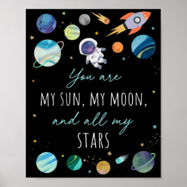 Póster Eres mi espacio Sun Moon Stars Blue & Gold