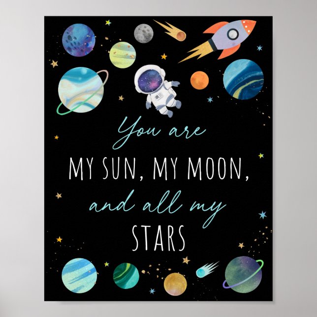 Póster Eres mi espacio Sun Moon Stars Blue & Gold (Frente)