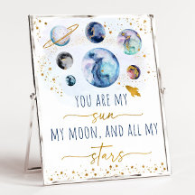 Eres mi espacio Sun Moon Stars Blue & Gold