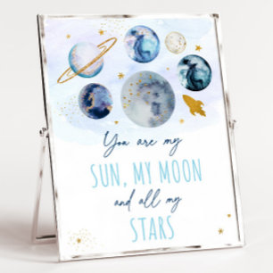Póster Eres mi espacio Sun Moon Stars Blue & Gold