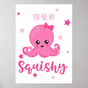 Póster Eres mi niña blandita pulpo rosa de guardería