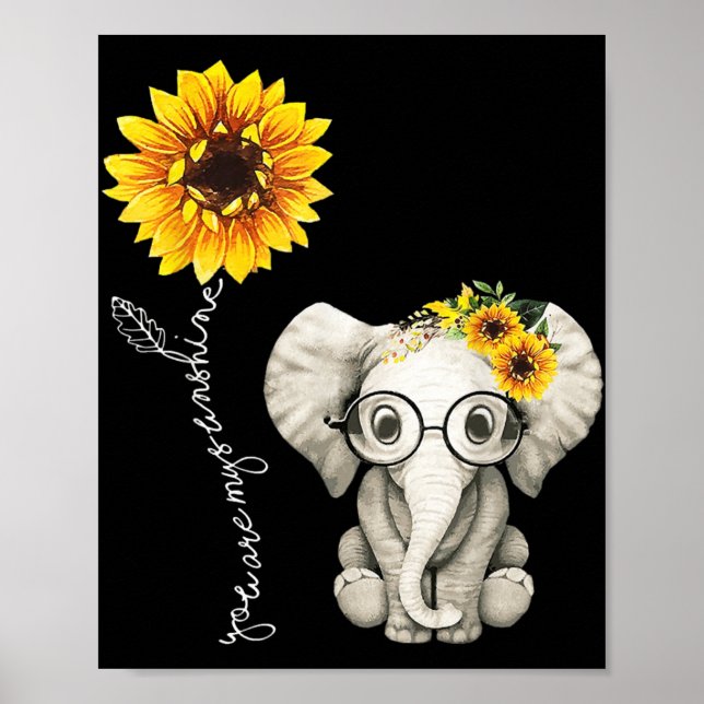 Póster Eres Mi regalo Hippie Sunflower Elephant (Frente)