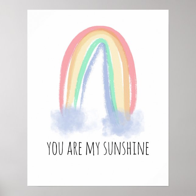Póster Eres mi sol acuarela pintada arcoíris (Frente)