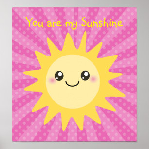 Póster Eres mi sol en rosa caliente