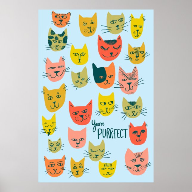 Póster ¡Eres Purrfect! Ilustracion de los gatos locos (Frente)