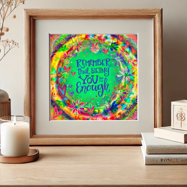 Póster Eres suficiente Bonito verde de Corazones Florales (Subido por el creador)